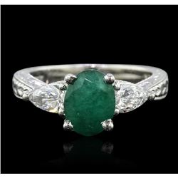 Platinum and 14KT Yellow Gold 1.14ctw Emerald and Diamond Ring