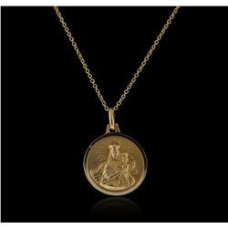 14KT Yellow Gold Sacred Heart Pendant With Chain