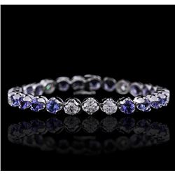 14KT White Gold 9.20ctw Tanzanite and Diamond Bracelet