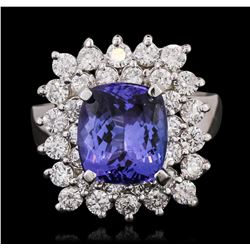 14KT White Gold 4.33ct Tanzanite and Diamond Ring