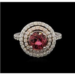 2.30ct Pink Tourmaline and Diamond Ring - 14KT White Gold