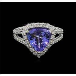 2.80ct Tanzanite and Diamond Ring - 14KT White Gold