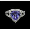 Image 1 : 2.80ct Tanzanite and Diamond Ring - 14KT White Gold