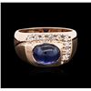 Image 1 : 14KT Rose Gold 4.33ct Sapphire and Diamond Ring