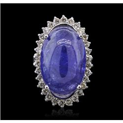 14KT White Gold 24.30ct Tanzanite and Diamond Ring