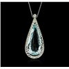 Image 1 : 14KT White Gold 42.66ct Aquamarine and Diamond Pendant With Chain