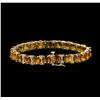 Image 2 : 14KT Yellow Gold 17.02ctw Orange Sapphire and Diamond Bracelet