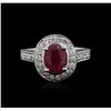 Image 1 : 14KT White Gold 1.18ct Ruby and Diamond Ring