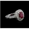 Image 2 : 14KT White Gold 1.18ct Ruby and Diamond Ring