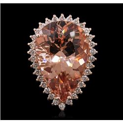 14KT Rose Gold 19.63ct GIA Certified Morganite and Diamond Ring