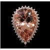 Image 1 : 14KT Rose Gold 19.63ct GIA Certified Morganite and Diamond Ring
