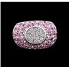 Image 1 : 10.88ctw Pink Sapphire and Diamond Ring - 18KT White Gold