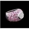 Image 2 : 10.88ctw Pink Sapphire and Diamond Ring - 18KT White Gold
