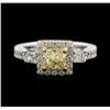 Image 1 : 18KT White Gold 2.06ctw Fancy Yellow Diamond Ring