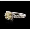 Image 2 : 18KT White Gold 2.06ctw Fancy Yellow Diamond Ring