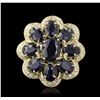 Image 1 : 14KT Yellow Gold 10.02ctw Sapphire and Diamond Ring