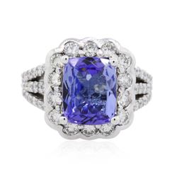 14KT White Gold 3.21ct Tanzanite and Diamond Ring