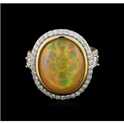 14KT Yellow Gold 5.61ct Opal and Diamond Ring