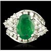 Image 1 : 14KT White Gold 2.76ct Emerald and Diamond Ring