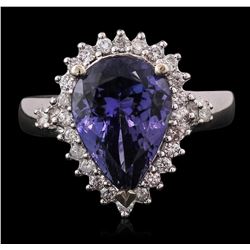 14KT White Gold 5.90ct Tanzanite and Diamond Ring