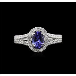 0.90ct Tanzanite and Diamond Ring - 18KT White Gold