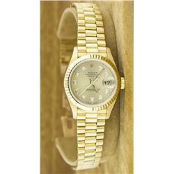 Rolex President 18KT Gold Diamond DateJust Ladies Watch