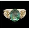 Image 1 : 14KT Yellow Gold 2.47ct Emerald and Diamond Ring
