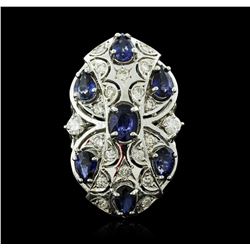 14KT White Gold 3.78ctw Sapphire and Diamond Ring