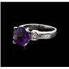 Image 2 : 18KT White Gold 3.00ct Amethyst and Diamond Ring