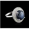 Image 2 : 14KT White Gold 10.01ct Black Star Sapphire and Diamond Ring