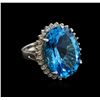 Image 2 : 14KT White Gold 26.80ct Blue Topaz and Diamond Ring