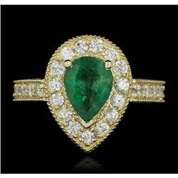 14KT Yellow Gold 1.34ct Emerald and Diamond Ring