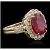 Image 2 : 14KT Yellow Gold 3.44ct Ruby and Diamond Ring