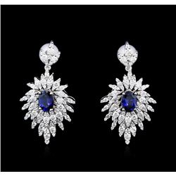 14KT White Gold 1.86ctw Sapphire and Diamond Earrings