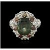 Image 1 : 14KT White Gold 6.33ct Green Sapphire and Diamond Ring