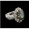 Image 2 : 14KT White Gold 6.33ct Green Sapphire and Diamond Ring