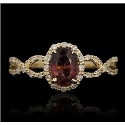 14KT Yellow Gold 0.70ct Rubellite and Diamond Ring