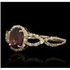 Image 2 : 14KT Yellow Gold 0.70ct Rubellite and Diamond Ring