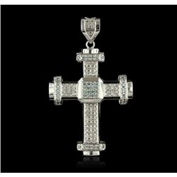 10KT White Gold 1.94ctw Diamond Cross Pendant