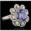Image 2 : 14KT White Gold 3.23ct Tanzanite and Diamond Ring