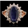 Image 1 : 14KT Rose Gold 3.21ct Sapphire and Diamond Ring