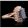 Image 2 : 14KT Rose Gold 3.21ct Sapphire and Diamond Ring