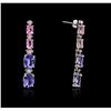 Image 2 : 14KT White Gold 7.60ctw Tanzanite, Sapphire and Diamond Earrings