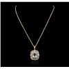 Image 2 : 14KT Yellow Gold 7.50ct Aquamarine and Diamond Pendant With Chain