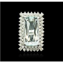 14KT White Gold 16.49ct Aquamarine and Diamond Ring