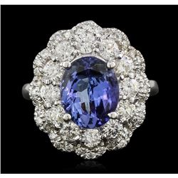 14KT White Gold 3.15ct Tanzanite and Diamond Ring