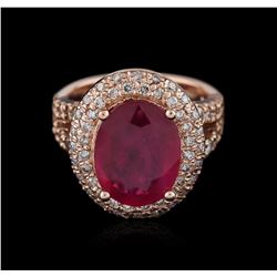 14KT Rose Gold 7.19ct Ruby and Diamond Ring