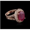 Image 2 : 14KT Rose Gold 7.19ct Ruby and Diamond Ring