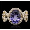 Image 1 : 14KT Yellow Gold 3.51ct Tanzanite and Diamond Ring