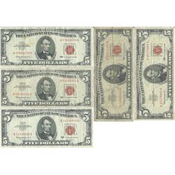 1963 $5 Red Seal Bill Lot of 10